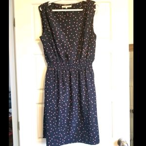 Sleeveless navy print summer dress with pockets